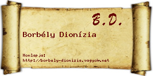 Borbély Dionízia névjegykártya